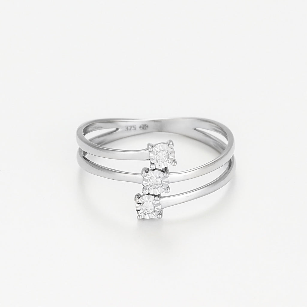 Bague "Nous Trois" D0,03/3 - Or Blanc 375/1000