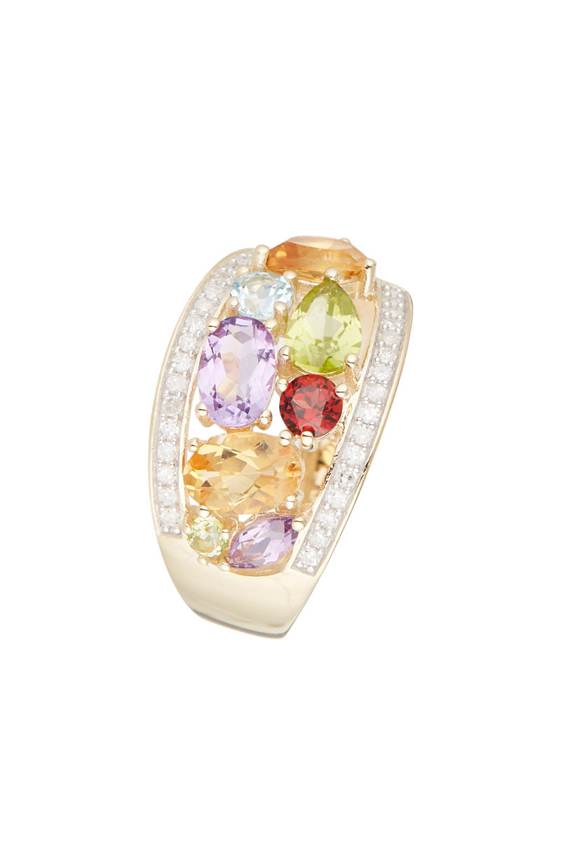Bague "Mae" D 0,18/32 Multipierres 2,6/8 - Or Jaune 375/1000
