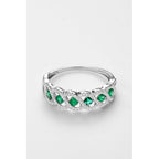 Bague "Green Tarlac" D0,056/16 Em 0,528/6 - Or Blanc 375/1000
