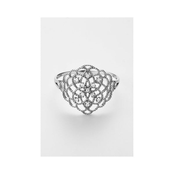 Bague "Dentelle" D0,061/11 - Or Blanc 375/1000