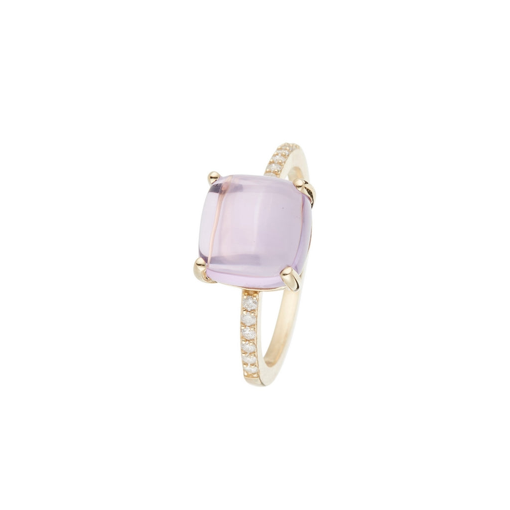 Bague "Rose Dragée" Amethyste4,4/1 Dia0,11/12 - Or Jaune 375/1000