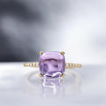 Bague "Rose Dragée" Amethyste4,4/1 Dia0,11/12 - Or Jaune 375/1000