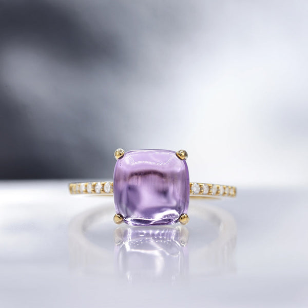 Bague "Rose Dragée" Amethyste4,4/1 Dia0,11/12 - Or Jaune 375/1000