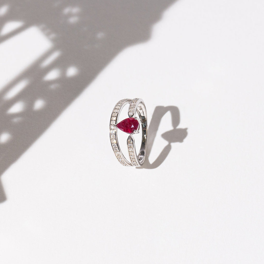 Bague "Eugenie" Dia 0,2/37 Ru 0,6/1 - Or Blanc 375/1000