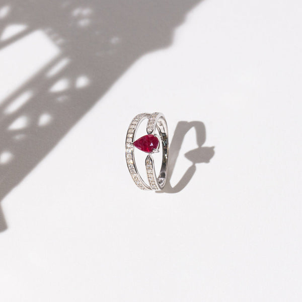 Bague "Eugenie" Dia 0,2/37 Ru 0,6/1 - Or Blanc 375/1000