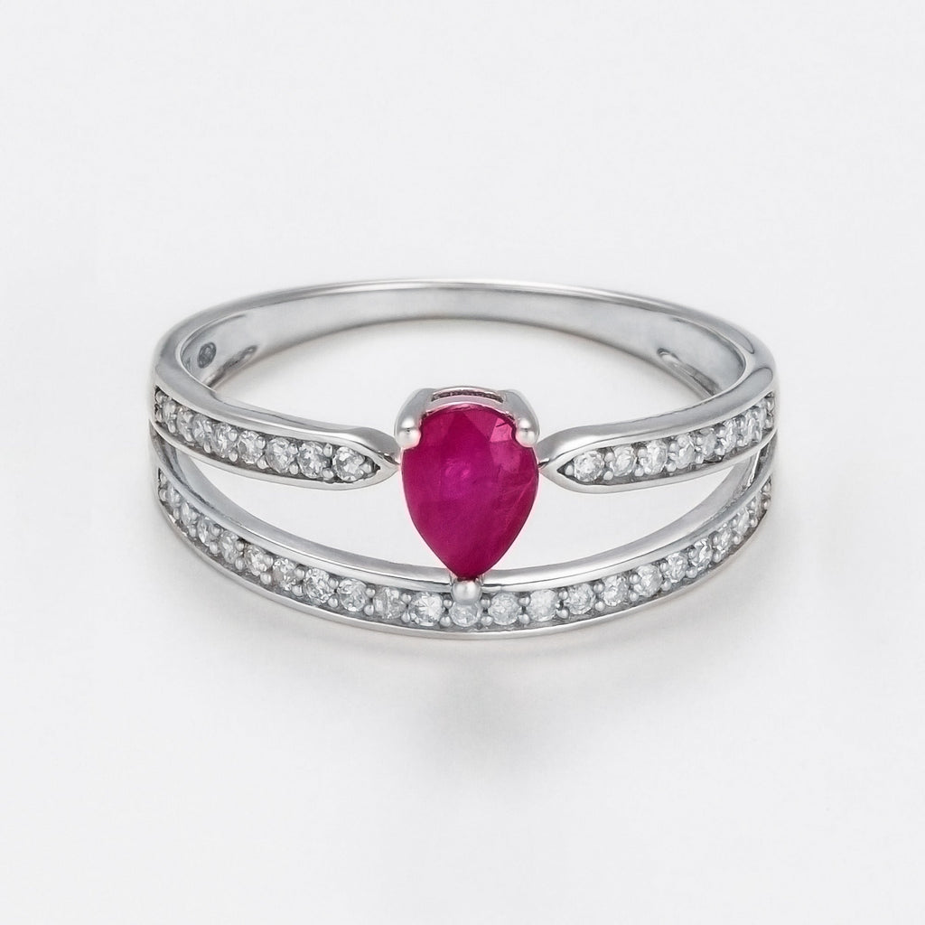 Bague "Eugenie" Dia 0,2/37 Ru 0,6/1 - Or Blanc 375/1000