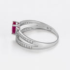 Bague "Eugenie" Dia 0,2/37 Ru 0,6/1 - Or Blanc 375/1000