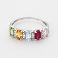Bague "Florentine" D0,033/6; Pd0,272/1; Ct0,44/1; Bt0,35/1; Ru0,35/1; Rq0,33/1 - Or Blanc 375/1000