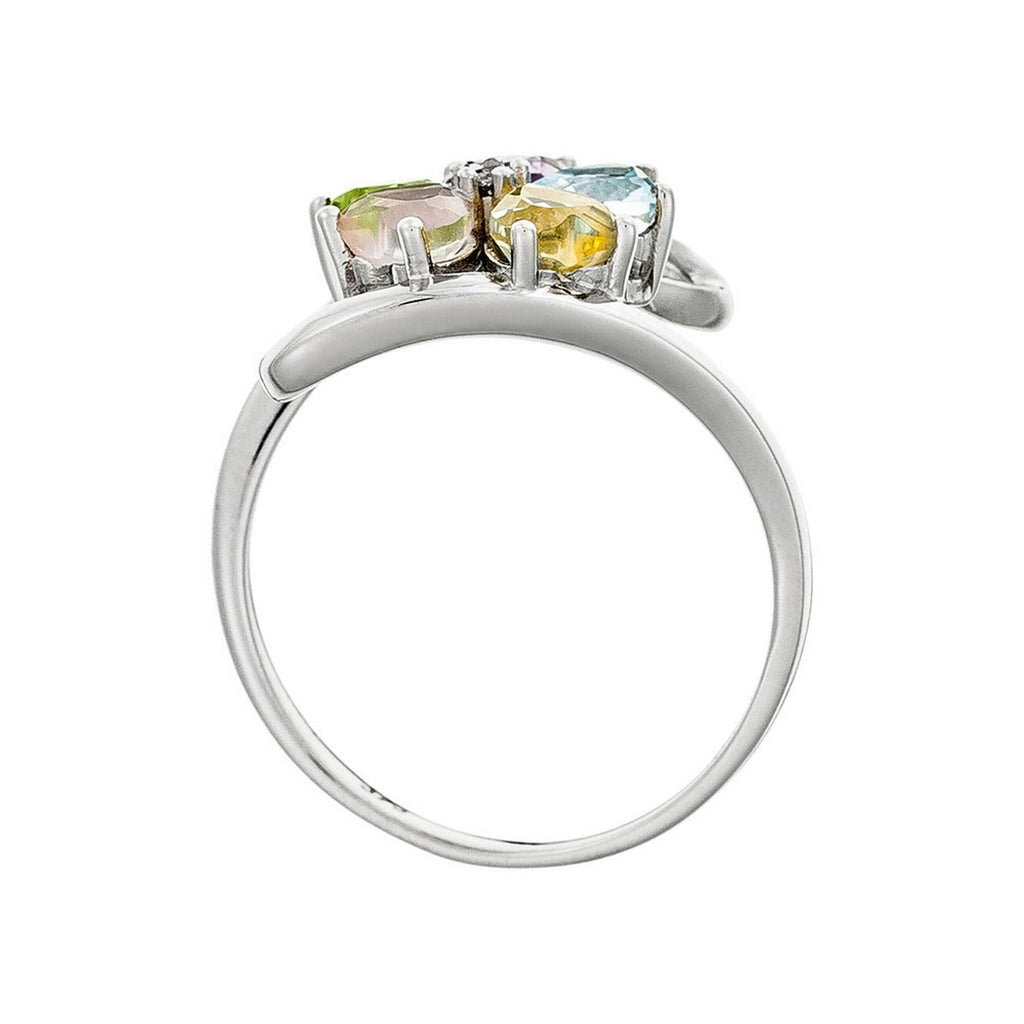 Bague "Color Explosion" Diamants 0,02/1 & Amé,Top,Rostourm,Citri Et Per1,51/5 - Or Blanc 375/1000