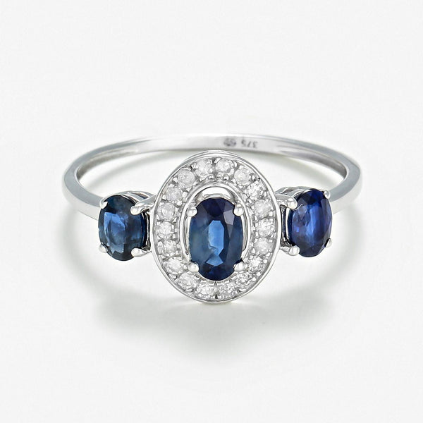 Bague "Taipei" D 0,099/18 Saphir 0,85/3 - Or Blanc 375/1000