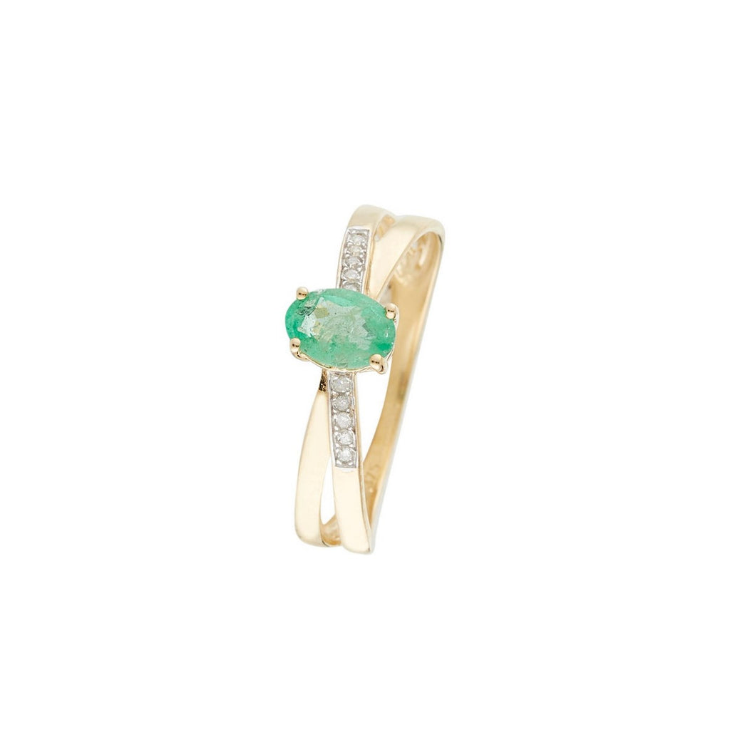Bague "Ambi" D 0,035/10 Emeraude 0,605/1 - Or Jaune 375/1000