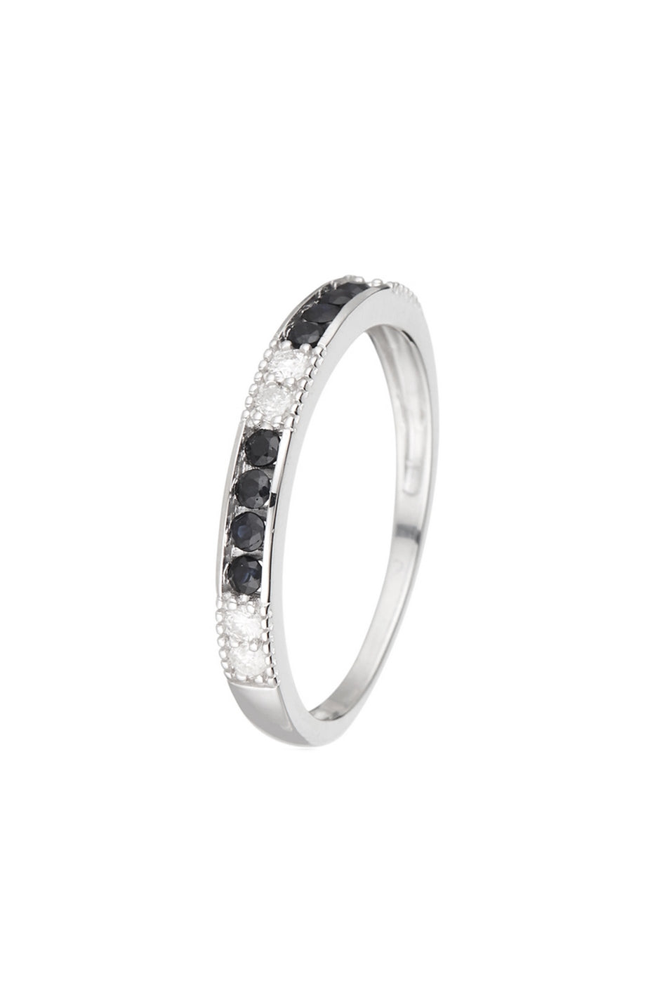 Bague "Kara" D 0,145/6 Saphir 0,4/8 - Or Blanc 375/1000