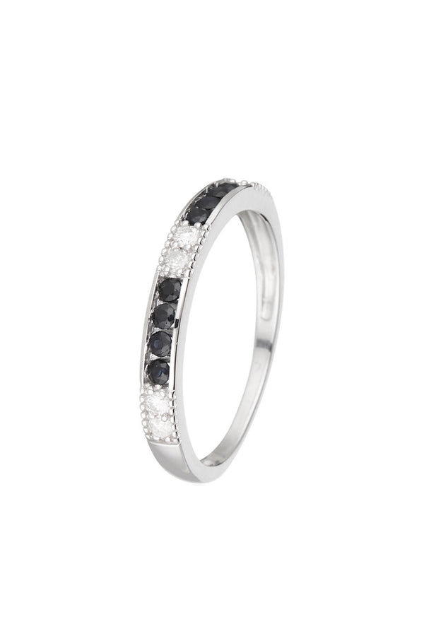 Bague "Kara" D 0,145/6 Saphir 0,4/8 - Or Blanc 375/1000
