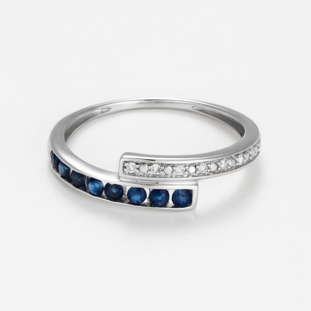Bague "Lanis" D 0,044/8 Saphir 0,8/8 - Or Blanc 375/1000