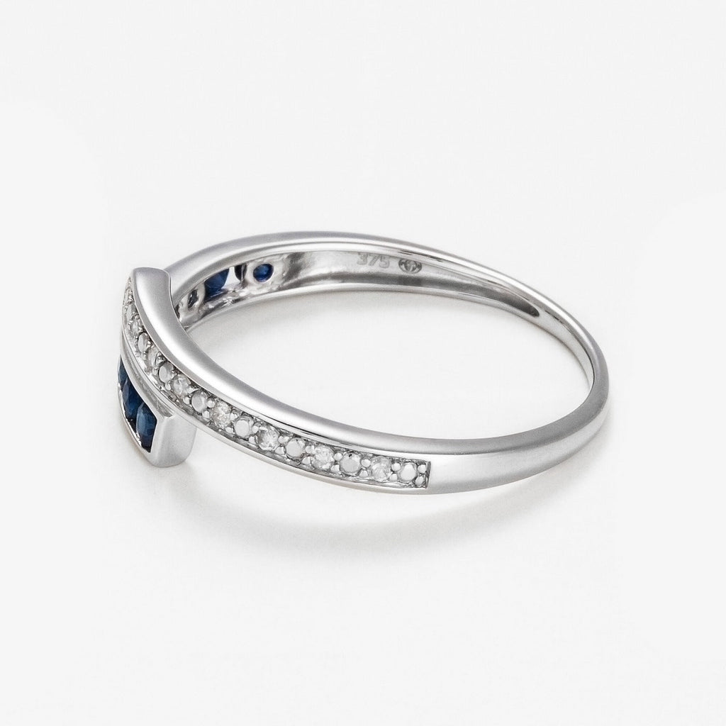 Bague "Lanis" D 0,044/8 Saphir 0,8/8 - Or Blanc 375/1000
