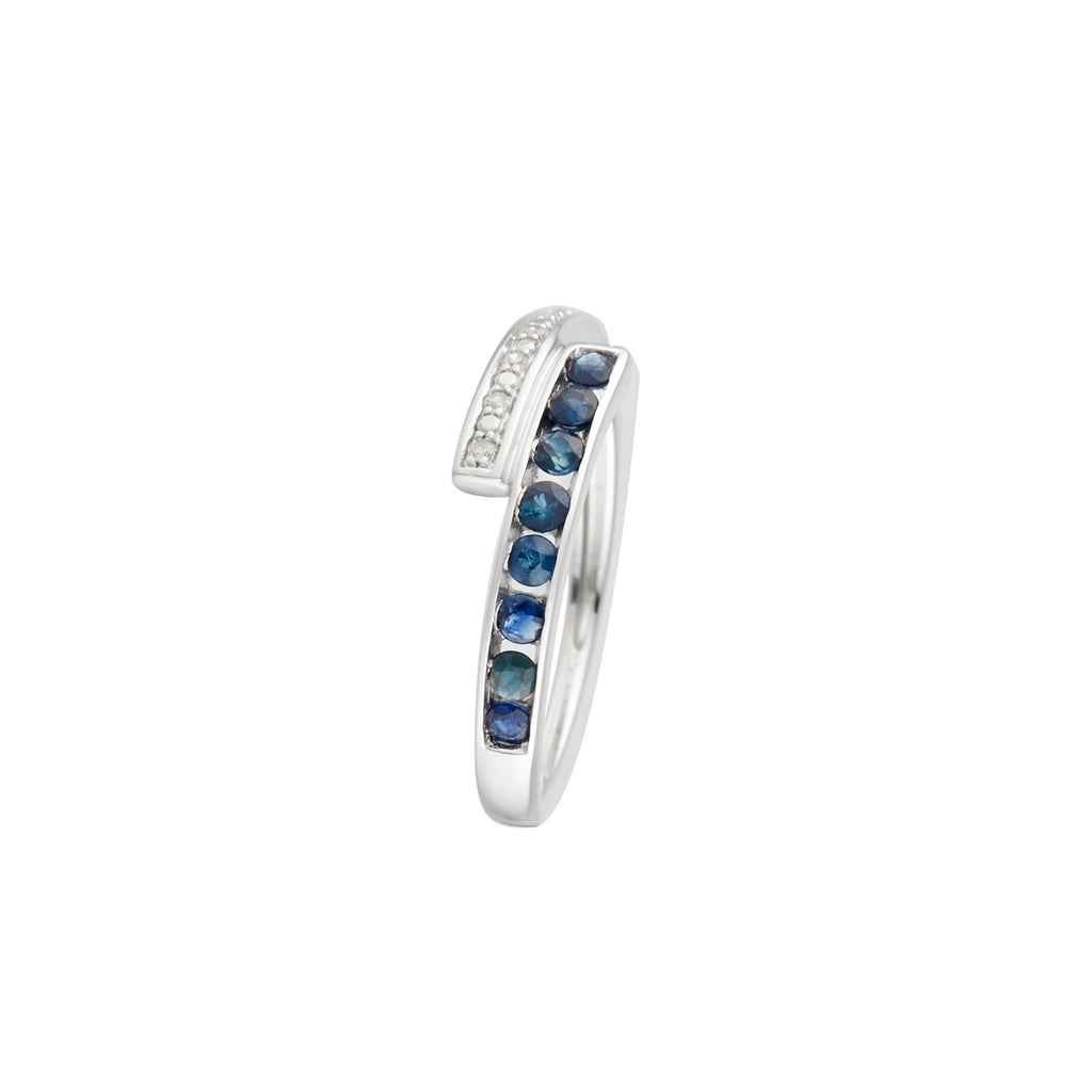 Bague "Lanis" D 0,044/8 Saphir 0,8/8 - Or Blanc 375/1000