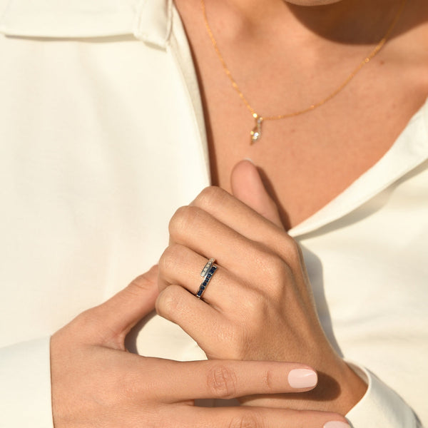 Bague "Lanis" D 0,044/8 Saphir 0,8/8 - Or Blanc 375/1000