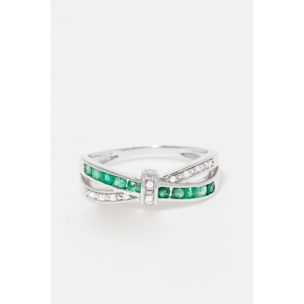 Bague "Starky" D 0,045/10 Emeraude 0,045/10 - Or Blanc 375/1000