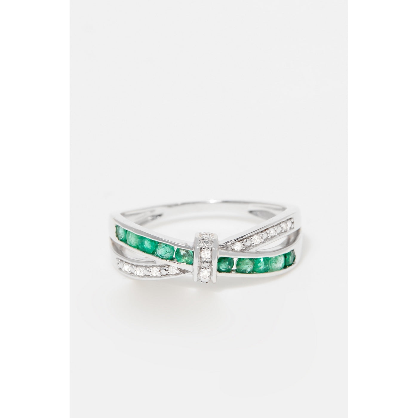 Bague "Starky" D 0,045/10 Emeraude 0,045/10 - Or Blanc 375/1000