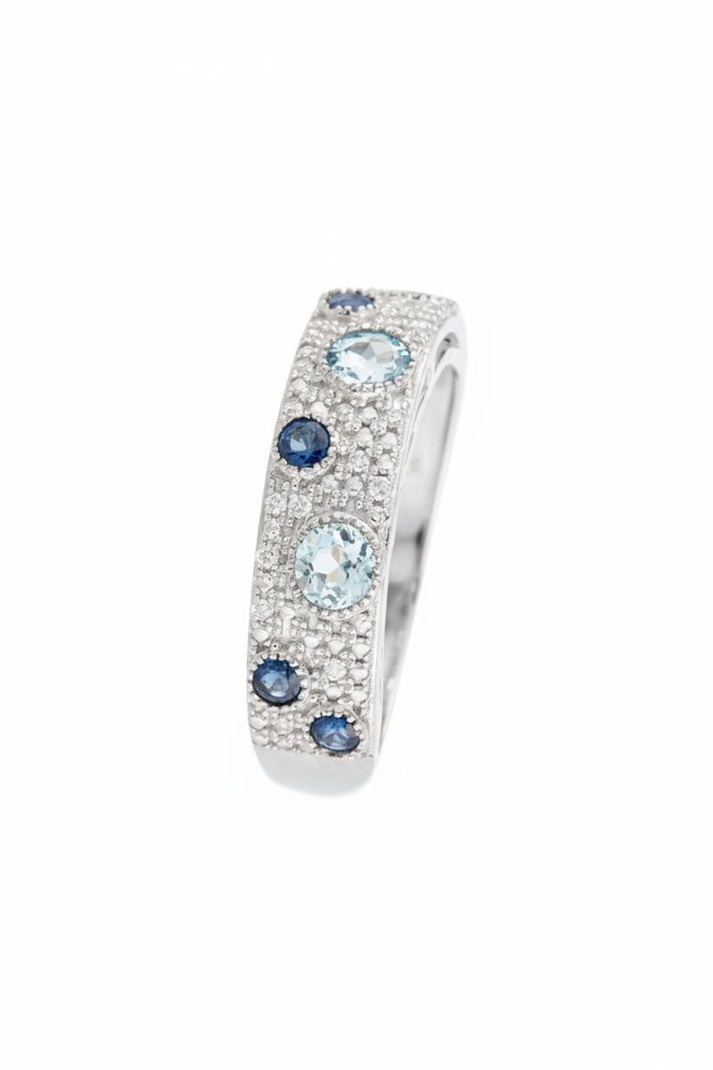 Bague "Majunga" D 0,056/16  Saphir 0,4/4  Blue Topaze 0,528/3
