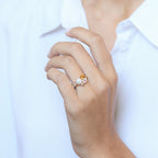 Bague "Pikine" White Topaze 0,67/3 Citrine 0,53/2 Rose Quartz 0,60/1 Perle 1 - Or Jaune 375/1000