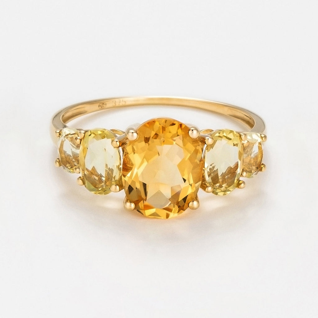 Bague "Yellow Hill" Cit 1,89/1 Lem Quartz 1,48/4 - Or Jaune 375/1000