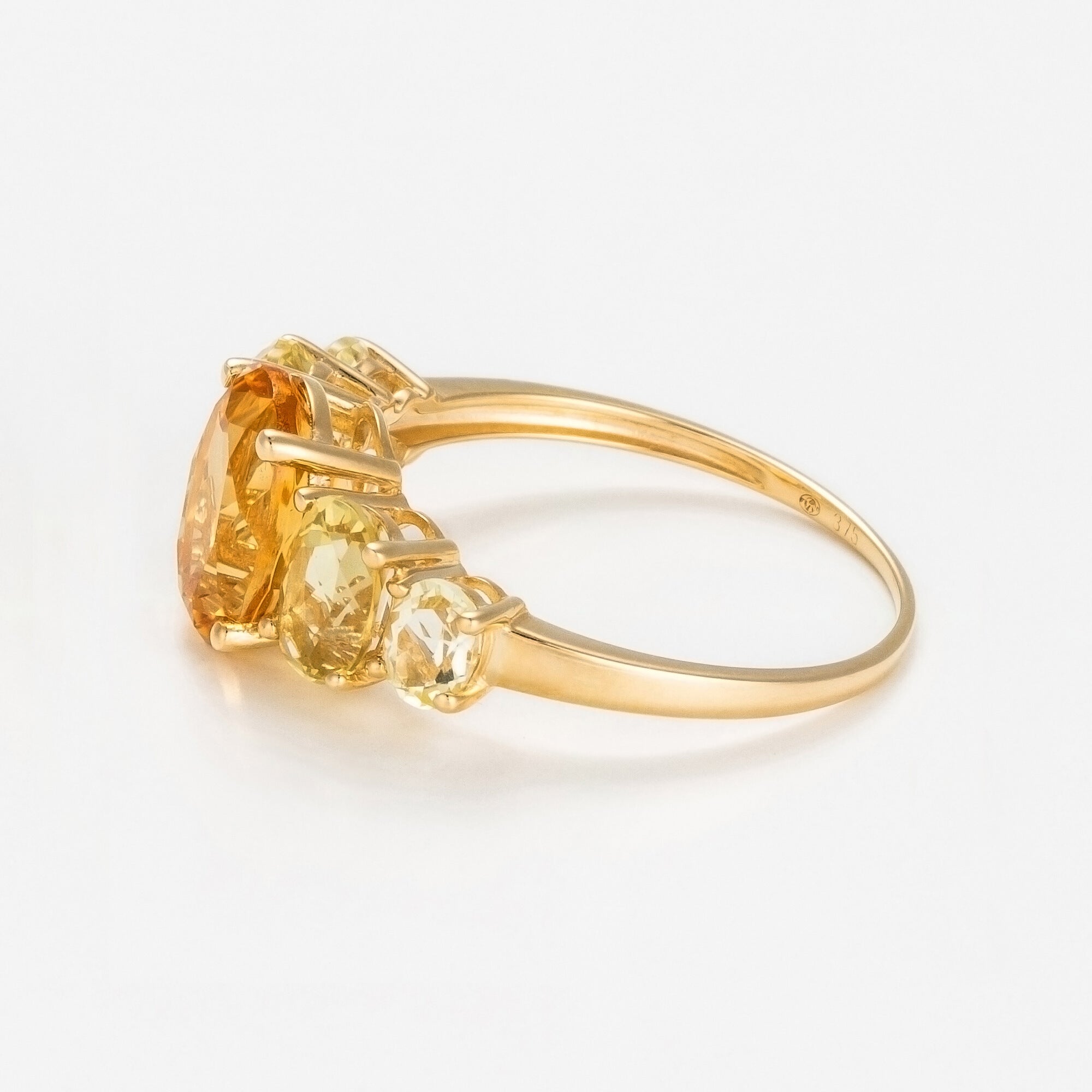 Bague "Yellow Hill" Cit 1,89/1 Lem Quartz 1,48/4 - Or Jaune 375/1000