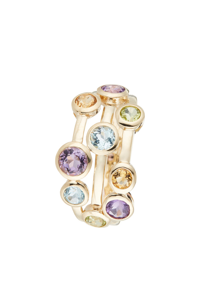 Bague "Kamina" - Améthyste 0,62/3 Blue Topaze 0,5/2 Citrine 0,11/2 Péridot 0,17/2
