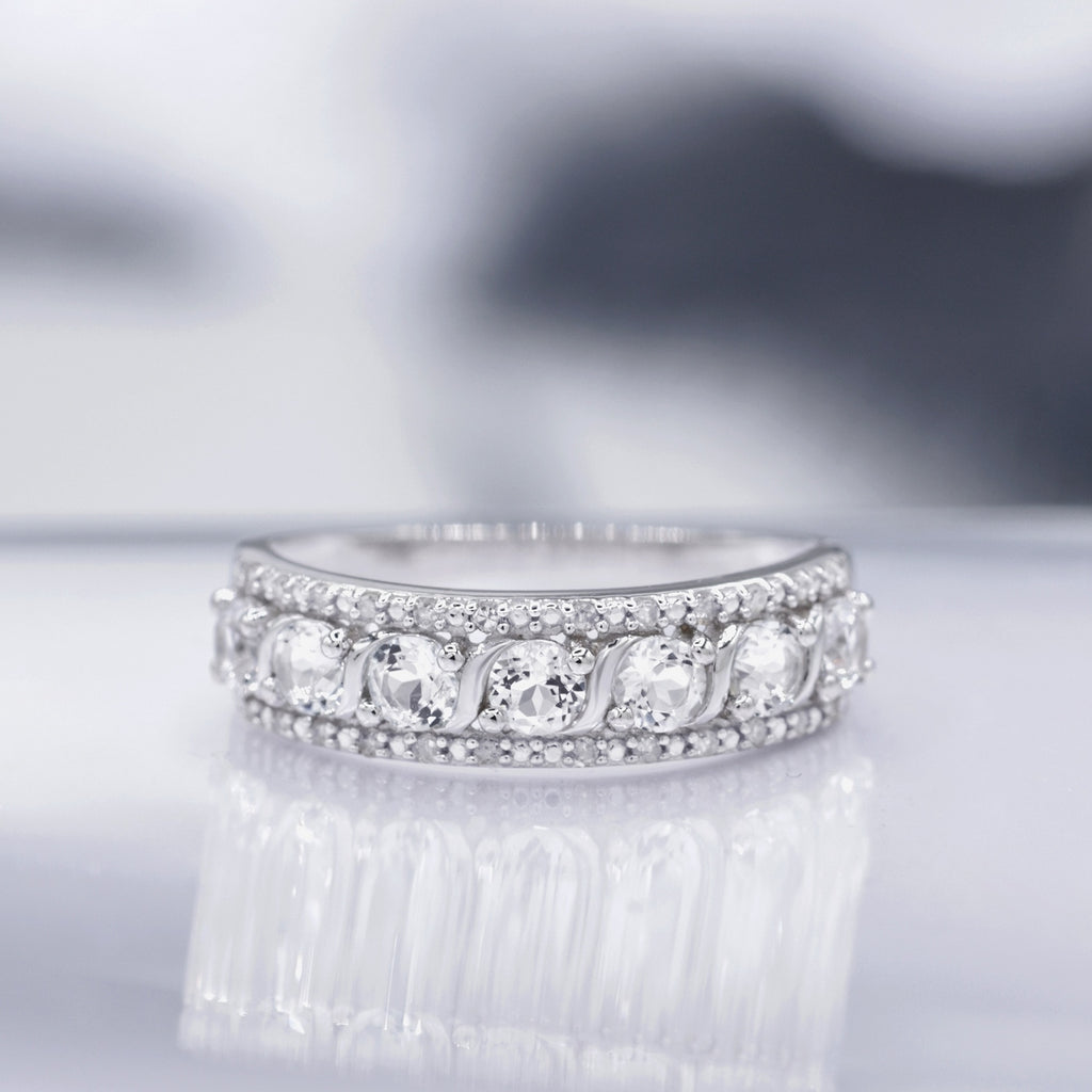 Bague "Sitra" D 0,08/24 White Topaze 1,16/7 - Or Blanc 375/1000