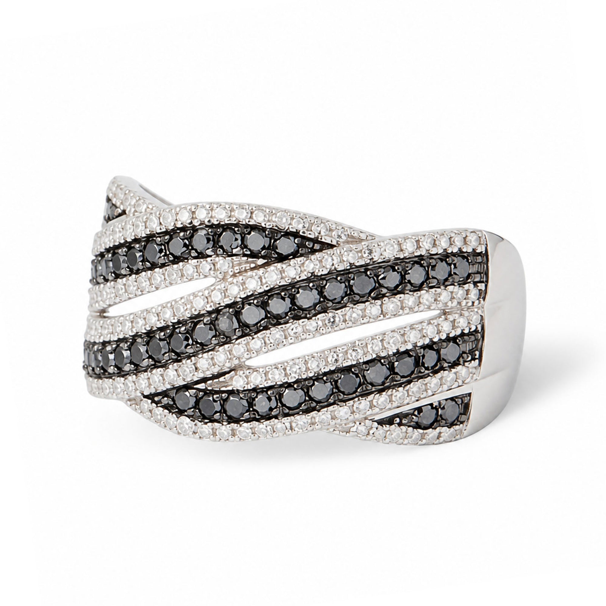 Bague 'Aurora" Diamants 0,07/20 Et Diamants Noirs 0,41/44