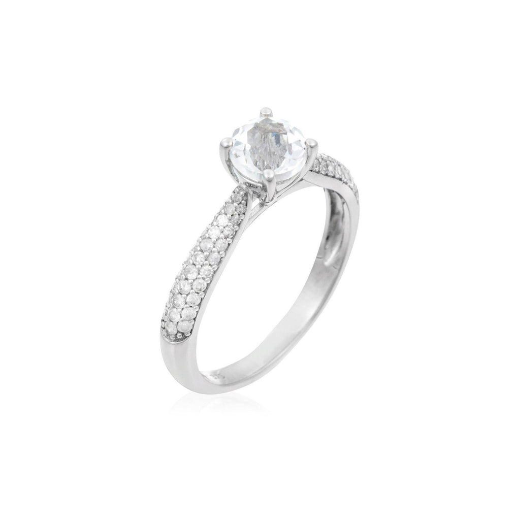 Bague "Tawo" D 0,327/62 White Topaze 1,43/1 - Or Blanc 375/1000