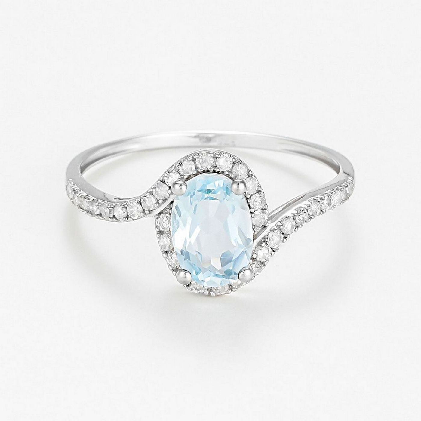 Bague "Skopa" D 0,187/34 Blue Topaze 1,155/1 - Or Blanc 375/1000
