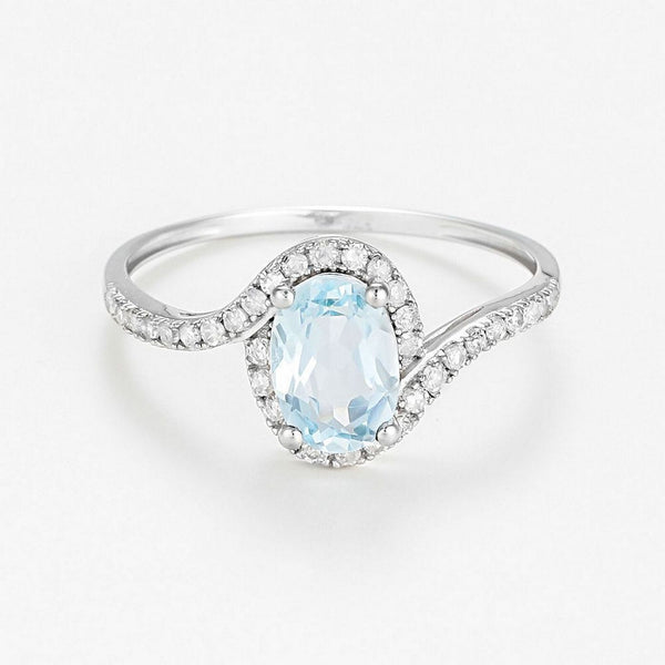 Bague "Skopa" D 0,187/34 Blue Topaze 1,155/1 - Or Blanc 375/1000