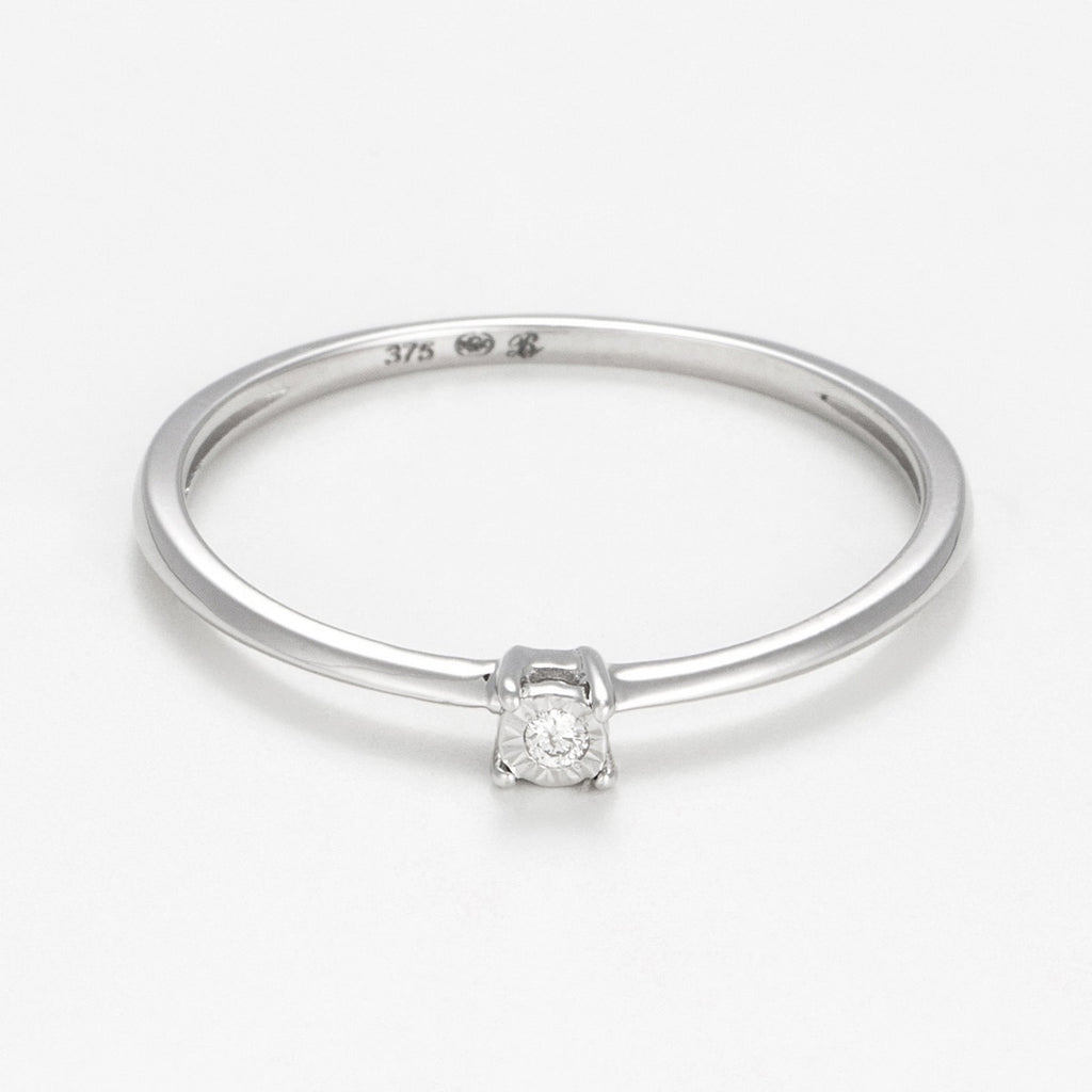 Bague Solitaire "Pure" - Or Blanc Diamants: 0,01Ct/1 - Or Blanc