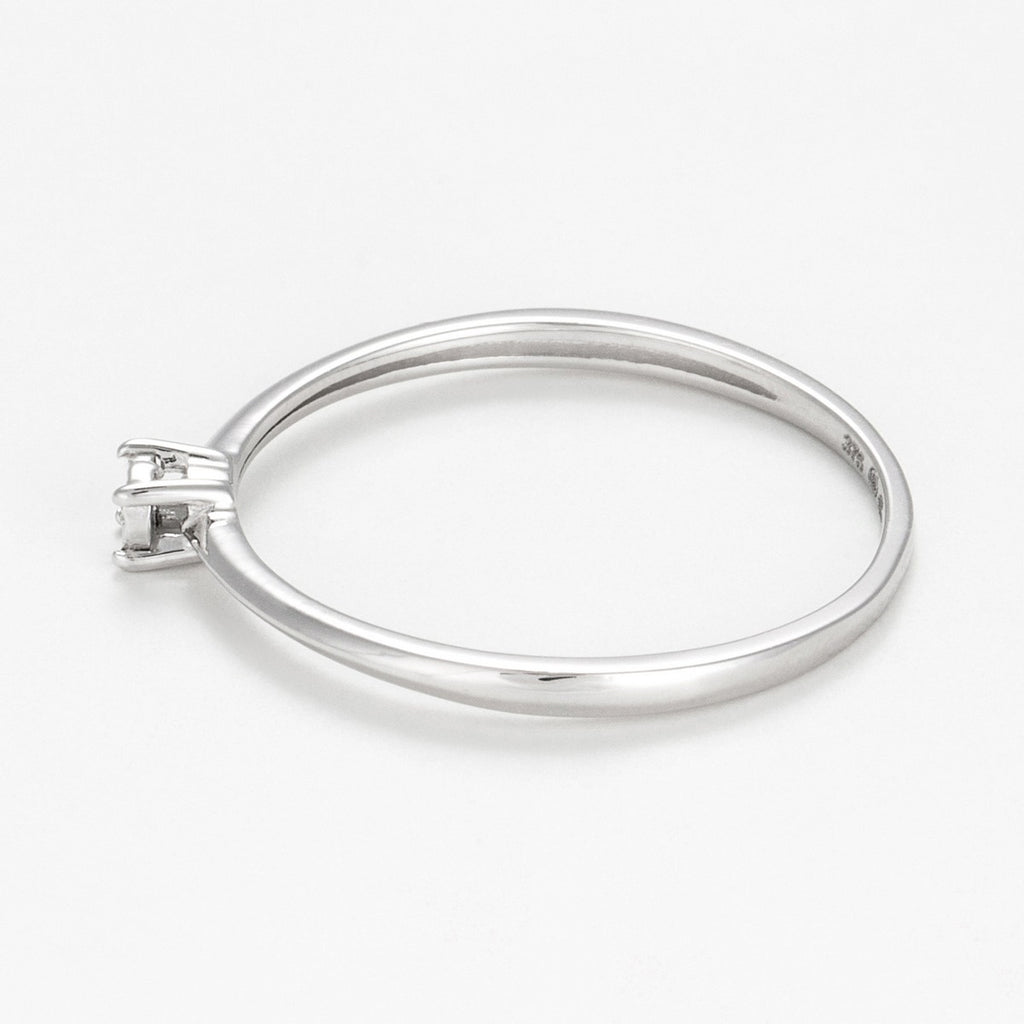Bague Solitaire "Pure" - Or Blanc Diamants: 0,01Ct/1 - Or Blanc