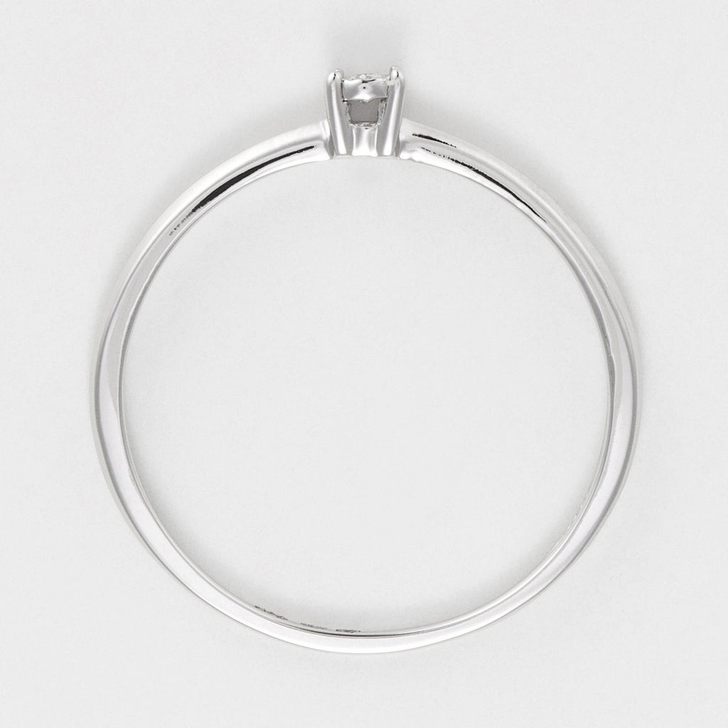 Bague Solitaire "Pure" - Or Blanc Diamants: 0,01Ct/1 - Or Blanc