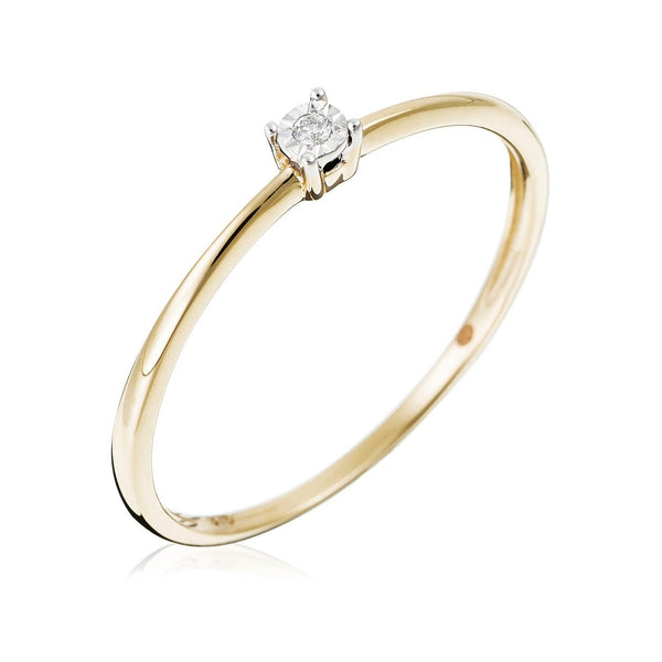 Bague "Petit Solitaire" 0,01Ct/1 - Or Jaune 375/1000