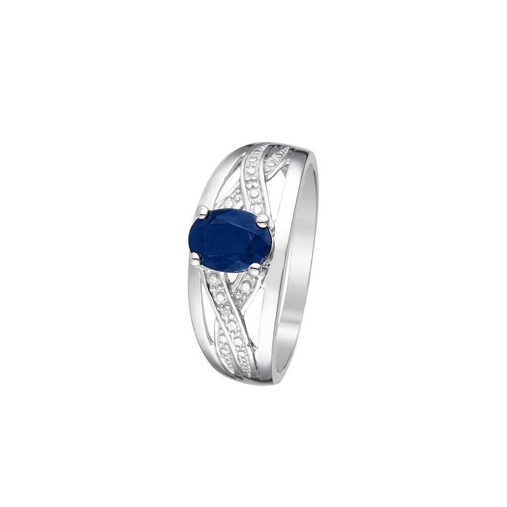 Bague "Cayenne" Diamants 0,01Cts/2 + Saphir 1Ct/1 - Or Blanc 375/1000