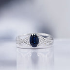 Bague "Cayenne" Diamants 0,01Cts/2 + Saphir 1Ct/1 - Or Blanc 375/1000