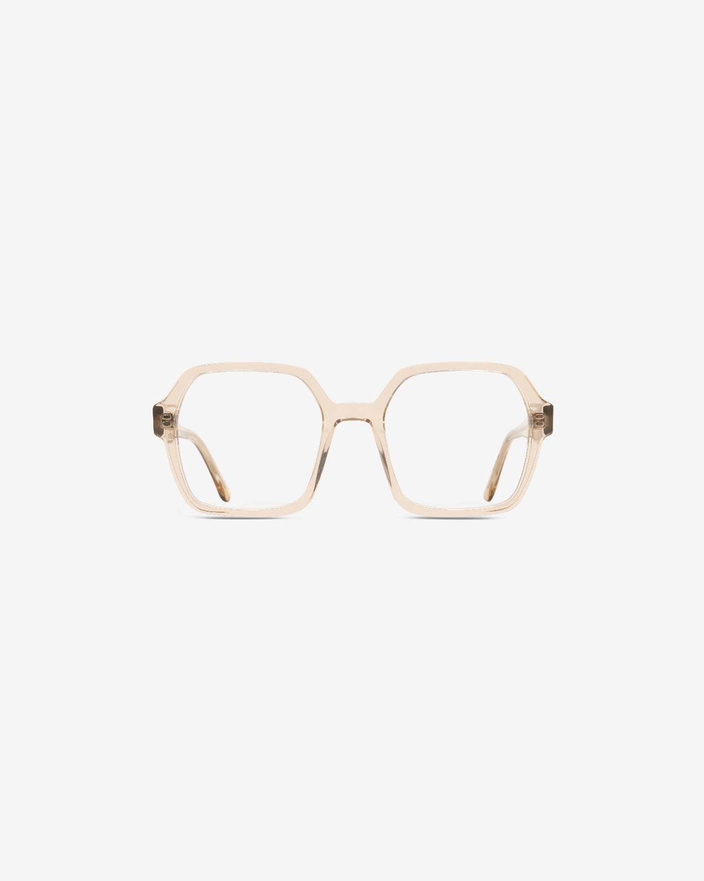 Lunettes de vue Barbara Champagne — monture hexagonale acétate, vue de face