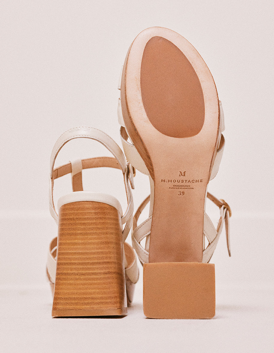 Sandales à talons Blandine - Cuir écru