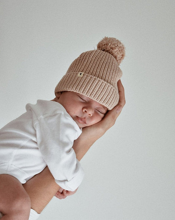 Bonnet Bébé En Maille - Beige