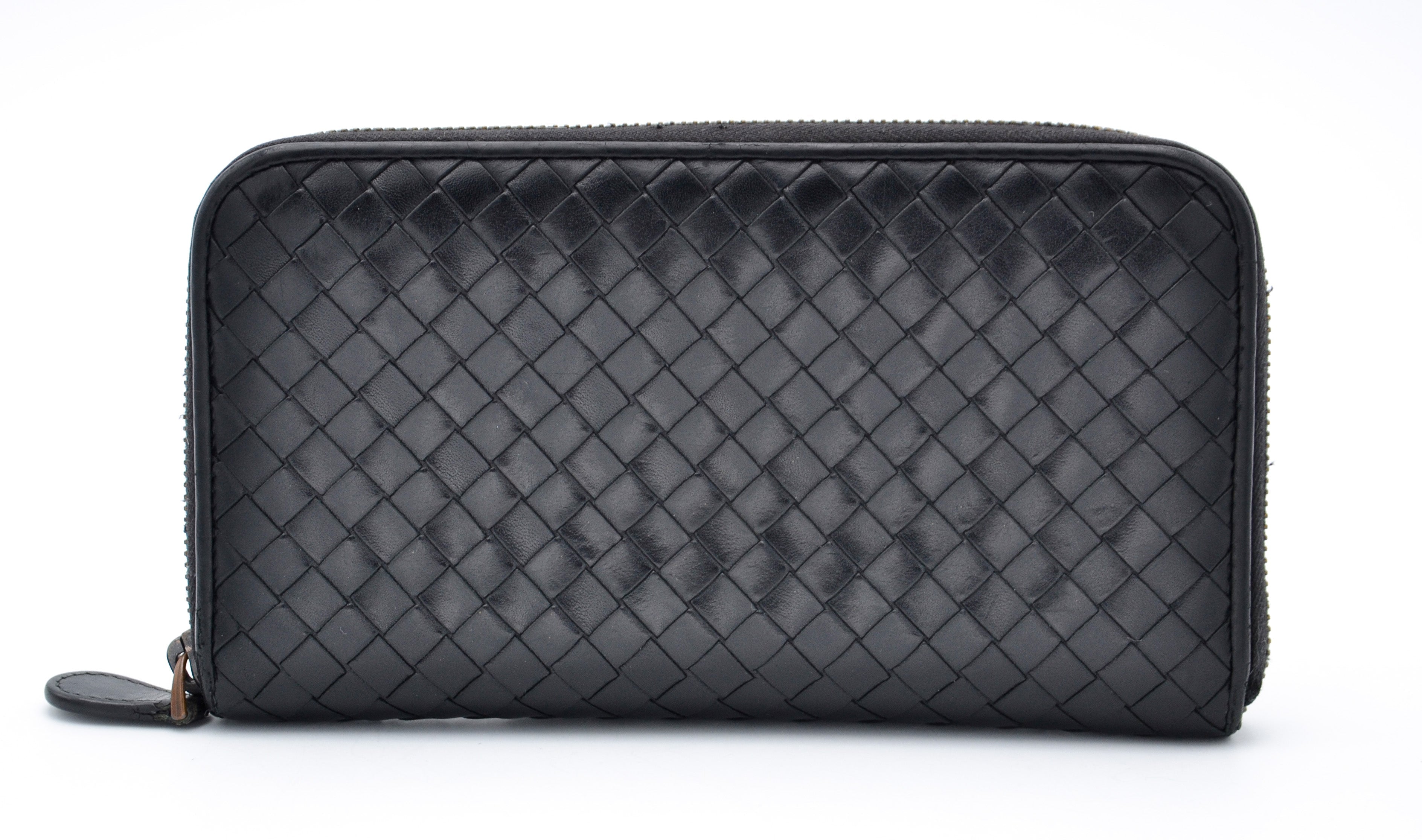 Portefeuille Bottega Veneta Long En Cuir Noir Intrecciato