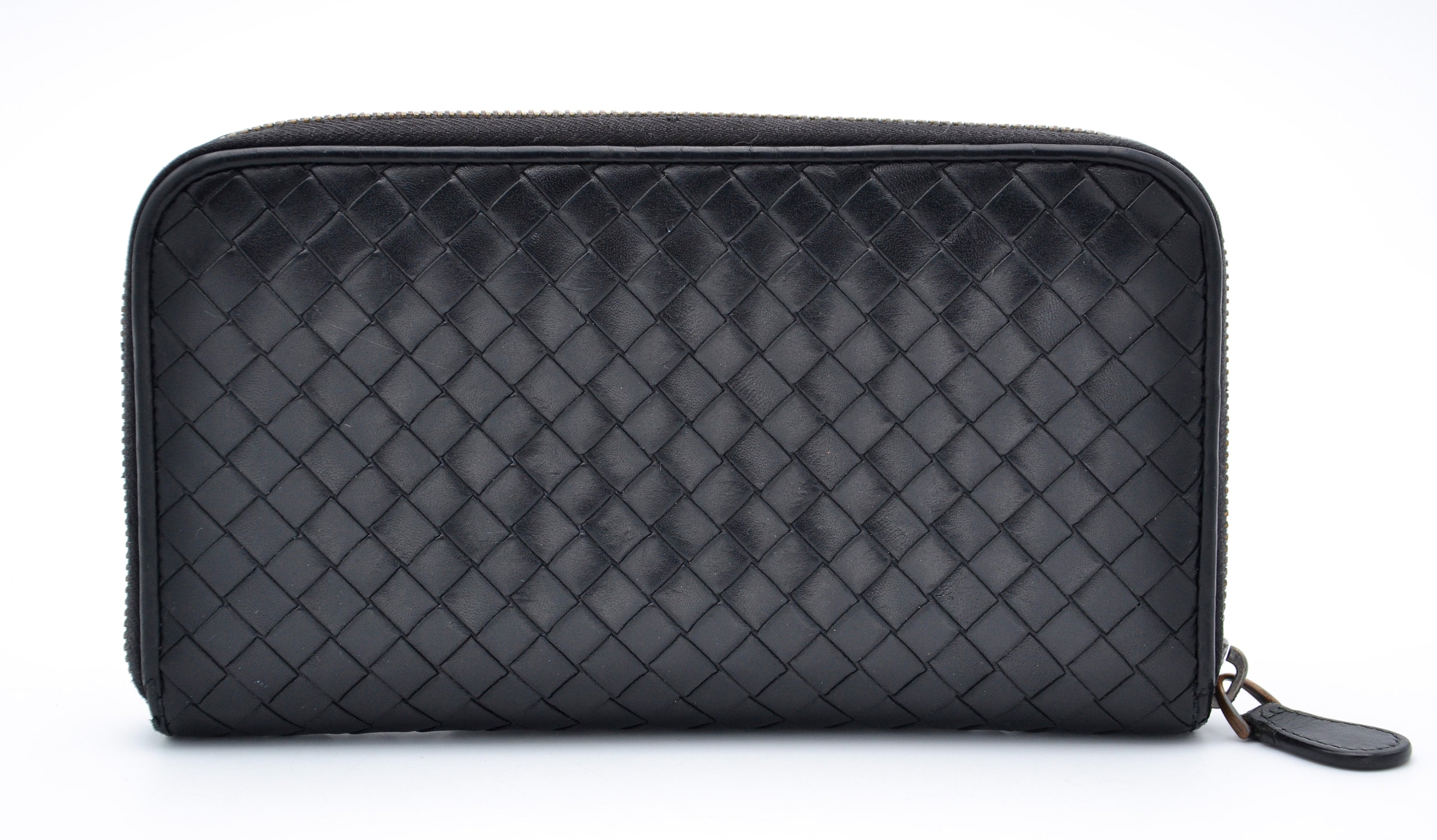 Portefeuille Bottega Veneta Long En Cuir Noir Intrecciato