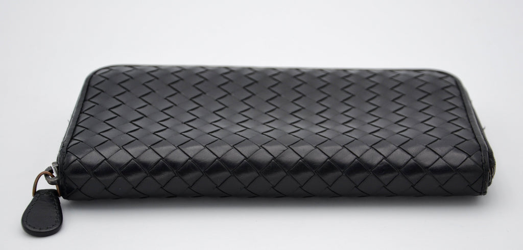 Portefeuille Bottega Veneta Long En Cuir Noir Intrecciato
