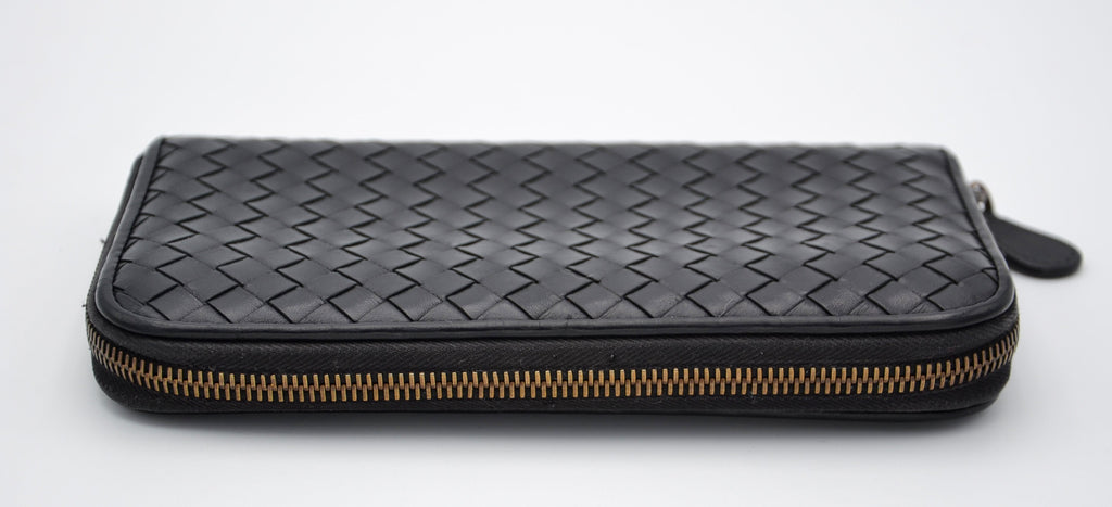 Portefeuille Bottega Veneta Long En Cuir Noir Intrecciato