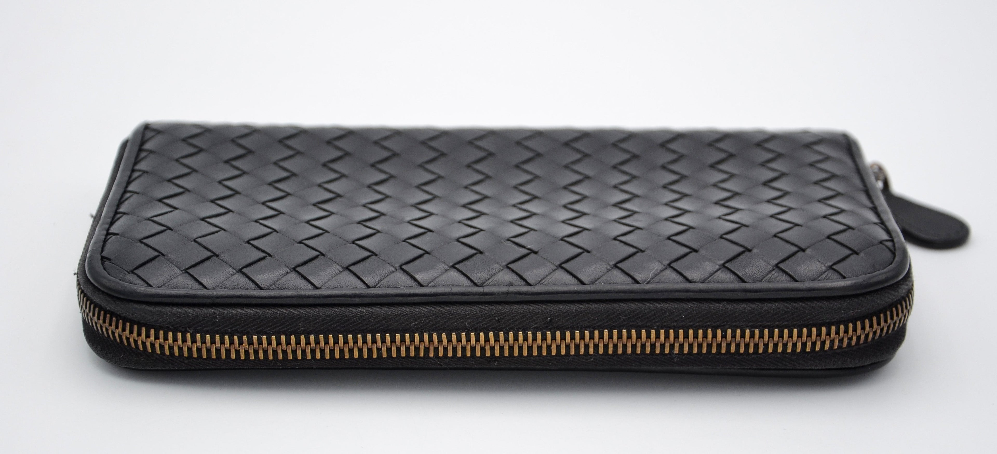 Portefeuille Bottega Veneta Long En Cuir Noir Intrecciato