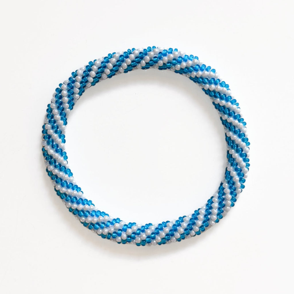 Bracelet Népalais #100 - Bleu Et Blanc
