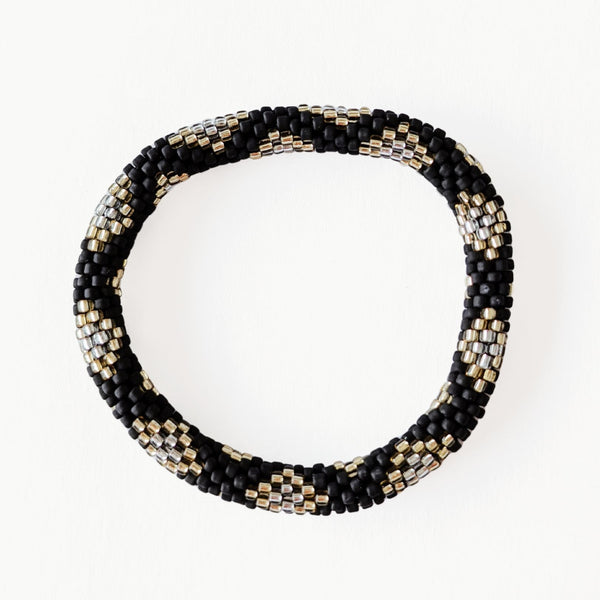 Bracelet Népalais #11 - Noir, Or Et Argent