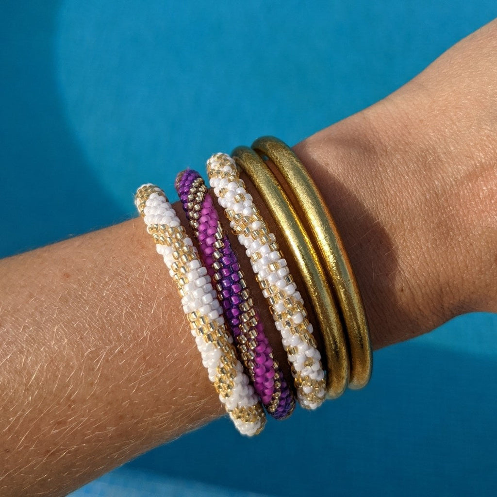 Bracelet Népalais #17 - Violet Et Doré